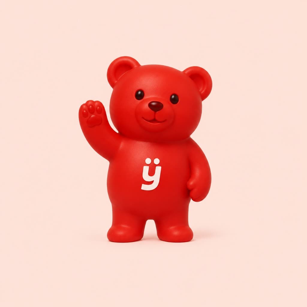 Glÿka bear mascot waving